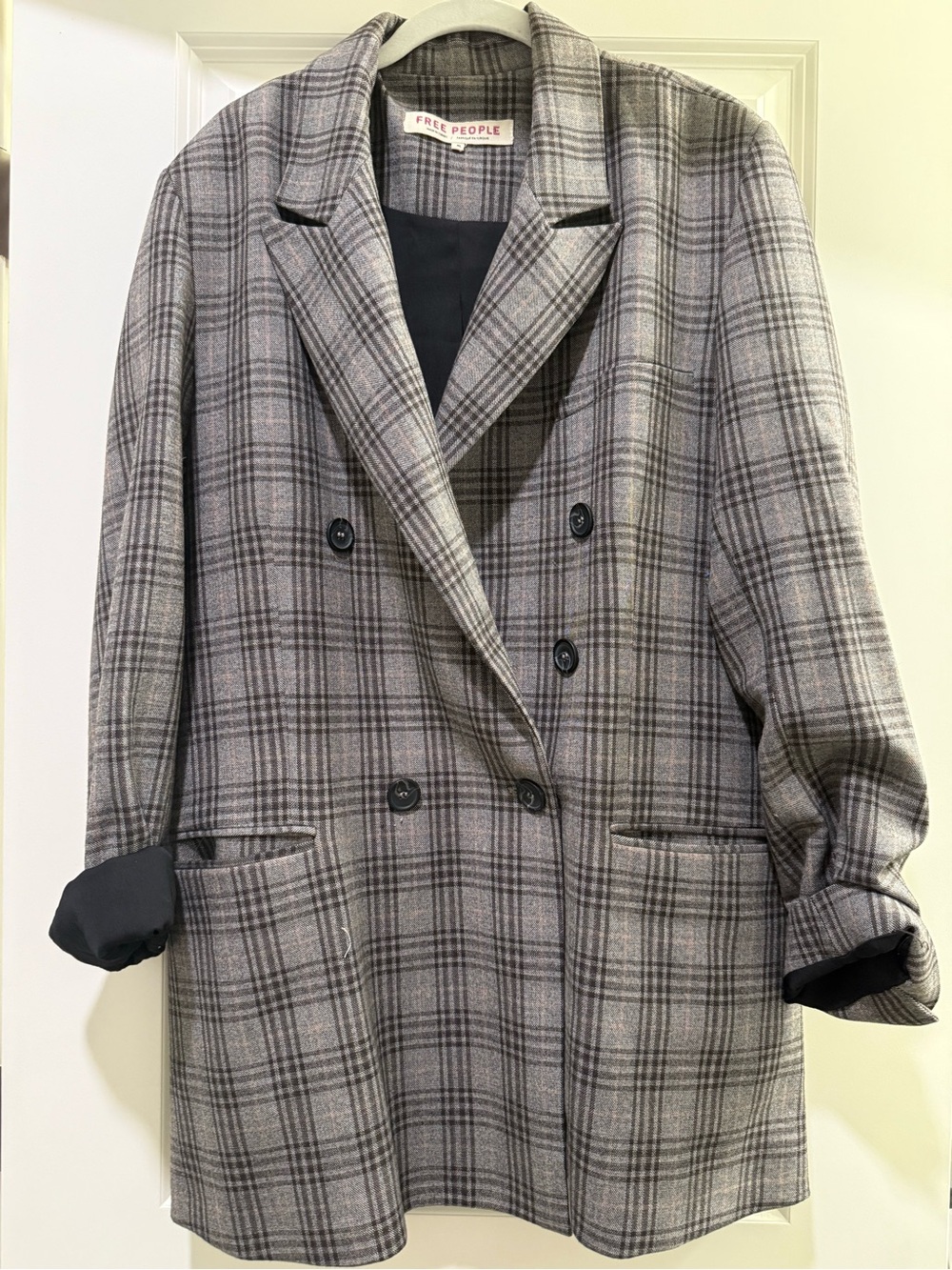 Free People Ashby Plaid Double-Breasted Blazer
Gray Plaid